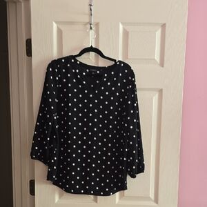 Talbots‎ Black and White Polka Dot Blouse